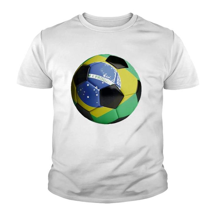 Brazil Flag Football Soccer Ball  Youth T-shirt