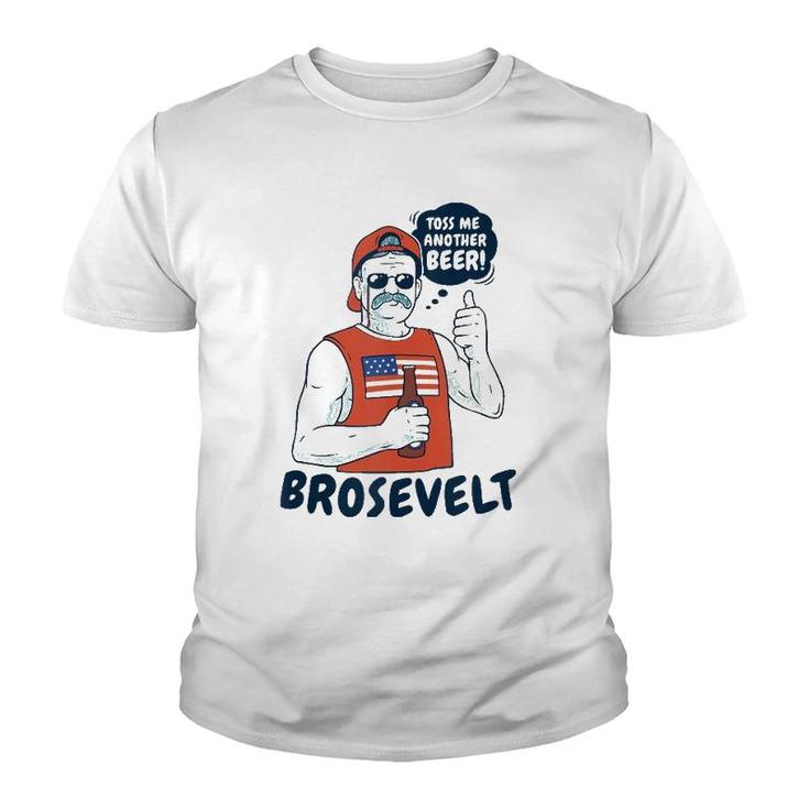 Brosevelt Teddy Roosevelt Bro With A Beer 4Th Of July Tank Top Youth T-shirt