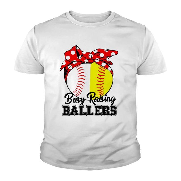 Busy Raising Ballers Softball Baseball Mom Life Mothers Day Youth T-shirt