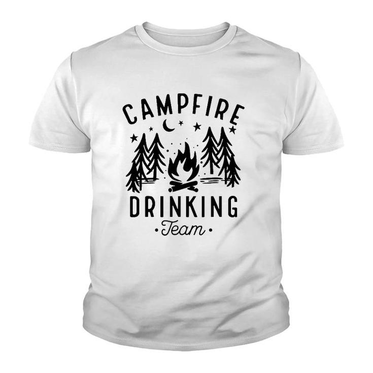 Campfire Drinking Team Happy Camper Funny Camping Gift Youth T-shirt