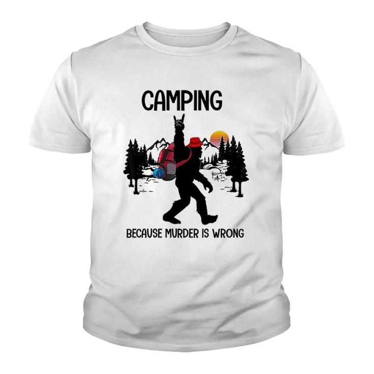 Camping Because Is Wrong Bigfoot Youth T-shirt