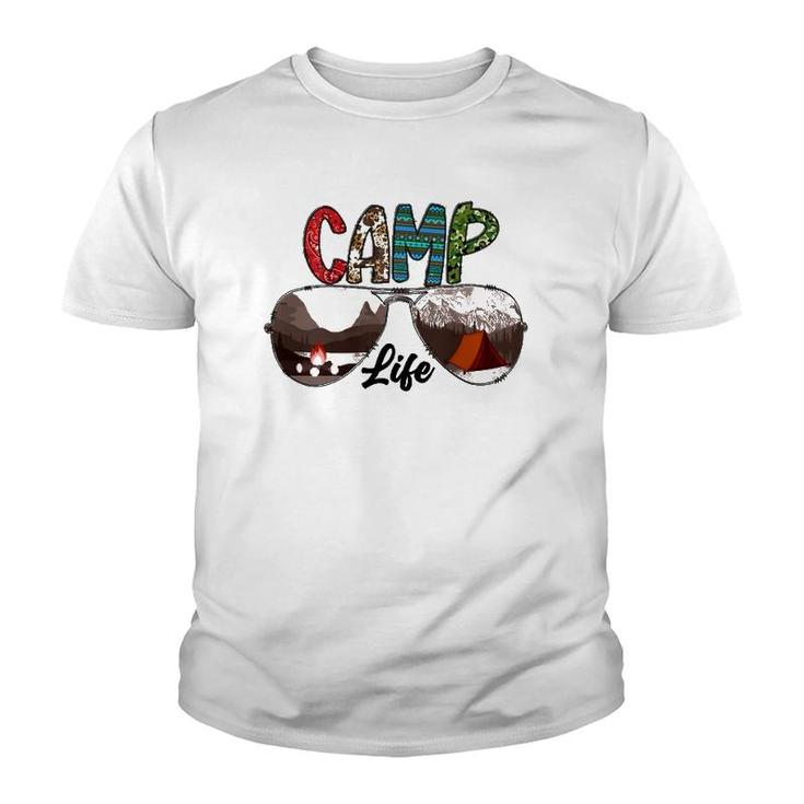 Camping Life With Sunglasses Sunset Tent  Youth T-shirt