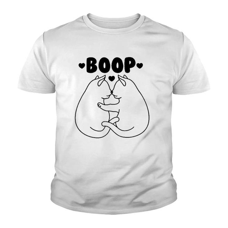Cats Booping Noses Funny Cat Boop Youth T-shirt