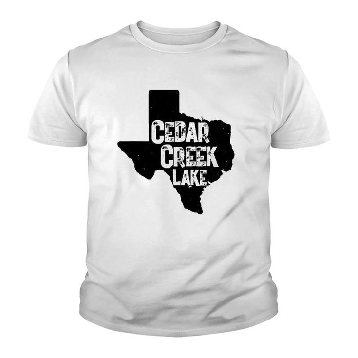 Cedar Creek Lake State Outline Texas Youth T-shirt