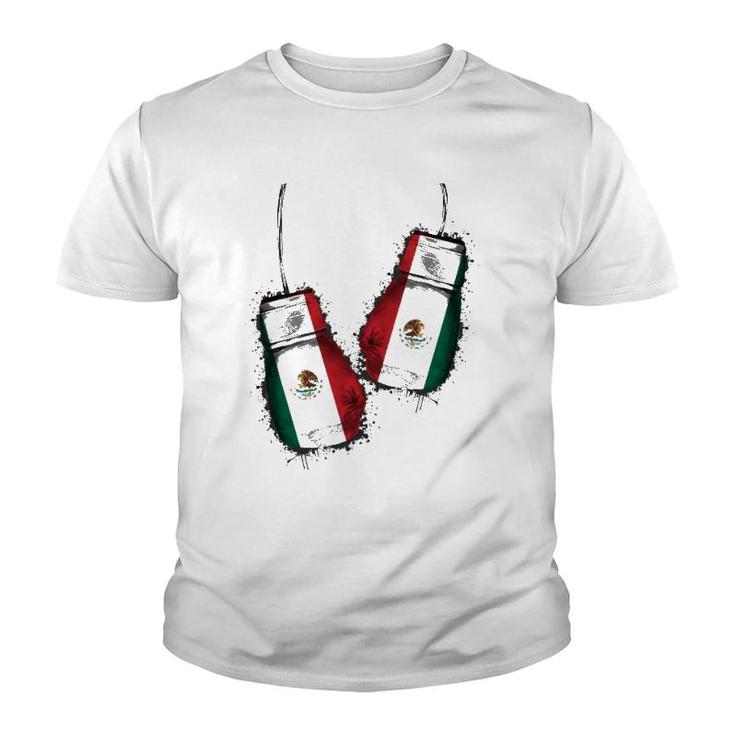 Chicano Boxers Gear Fans Mexican Flag Gloves Mexico Boxing Youth T-shirt
