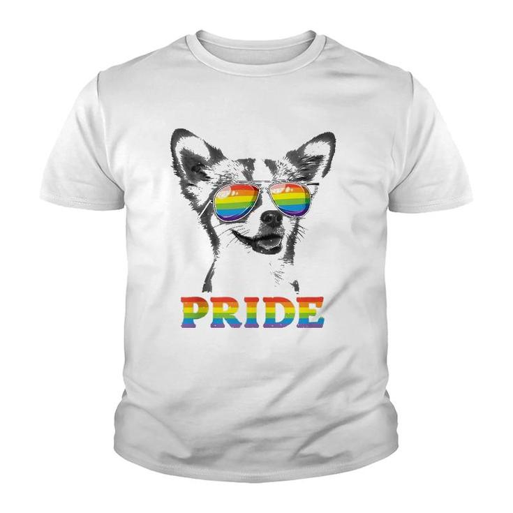 Chihuahua Gay Pride Lgbt Rainbow Flag Sunglasses Funny Lgbtq  Youth T-shirt