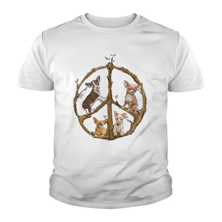 Chihuahua With Peace Sign Youth T-shirt