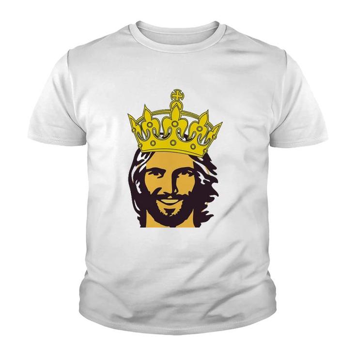 Christian Faith Jesus With King Crown Design Youth T-shirt