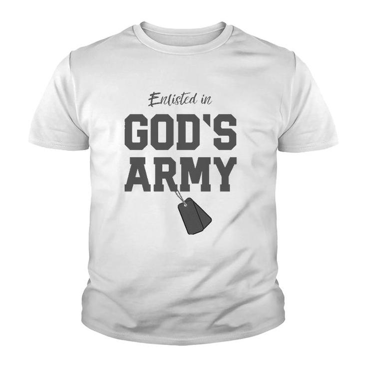 Christian Gift Religious Quote Enlisted In God's Army Youth T-shirt