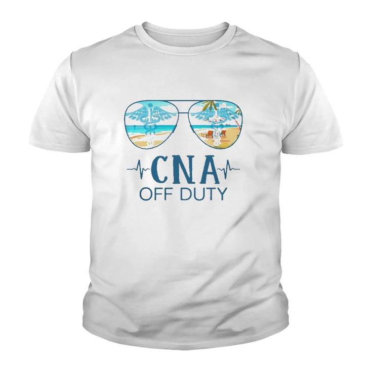Cna Off Duty Nurse Caduceus Summer Vacation Beach Sunglasses Heartbeat Youth T-shirt