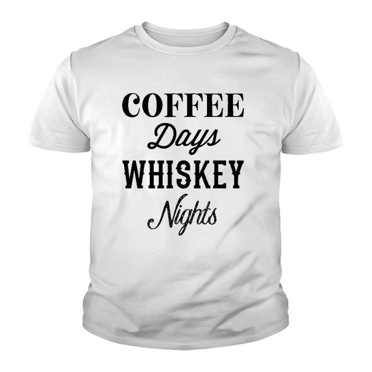 Coffee Days Whiskey Nights  Cheers Y'all Day Drinking Youth T-shirt