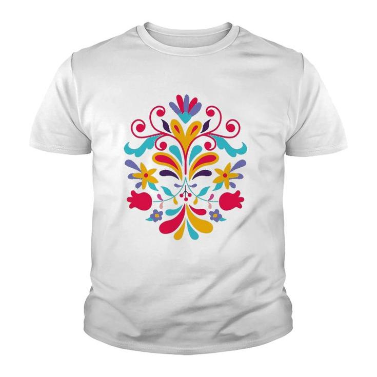 Colorful Floral Mexican Otomi Flowers Floral Otomi Gift Youth T-shirt