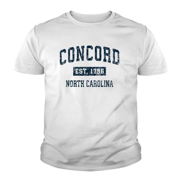 Concord North Carolina Nc Vintage Sports Design Navy Print Youth T-shirt