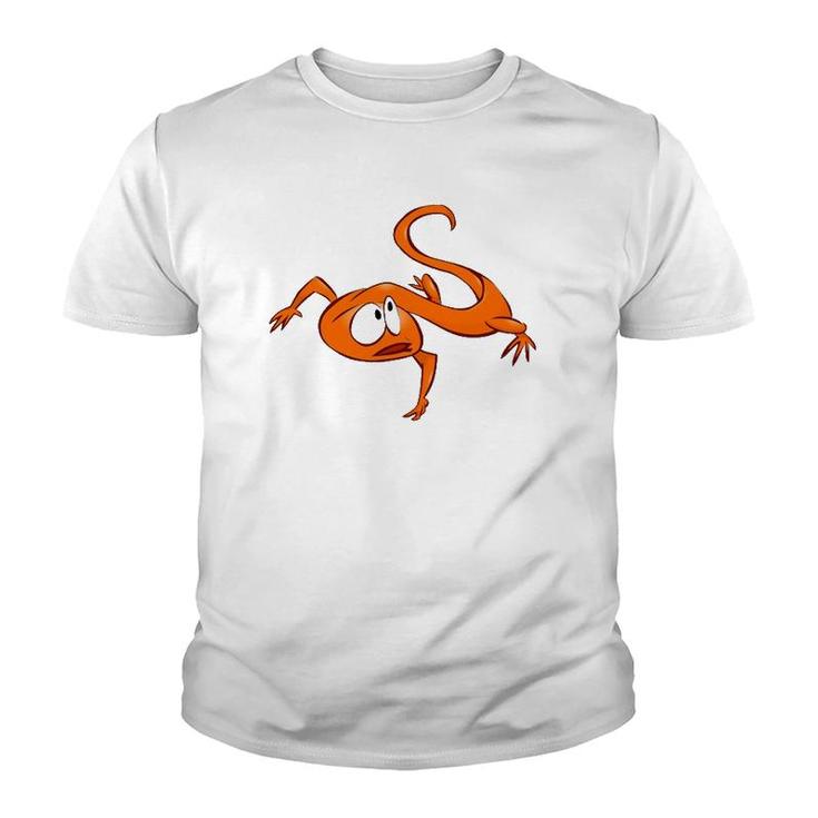 Cool Cartoon Orange Baby Lizard Design Youth T-shirt