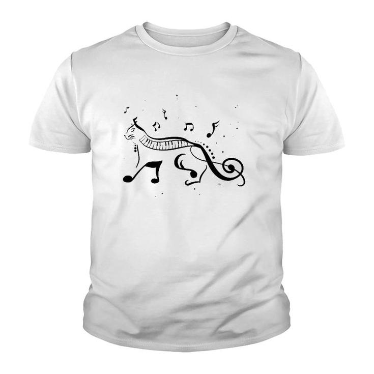 Cool Cat Treble Clef Music Funny Kitty Notes Musician Gift Youth T-shirt