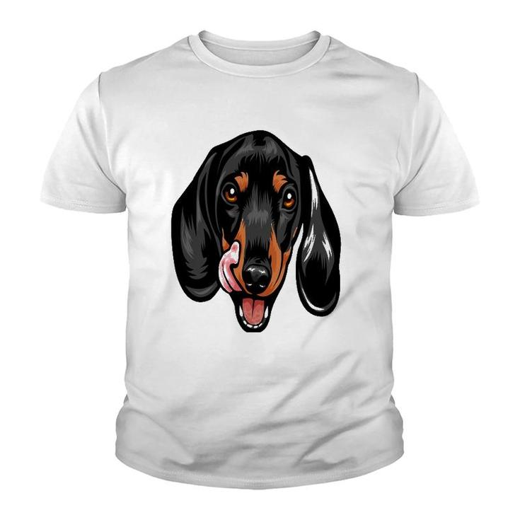 Cool Dachshund Dog Face Gift Youth T-shirt