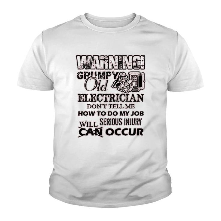 Cool Grumpy Old Electrician Youth T-shirt