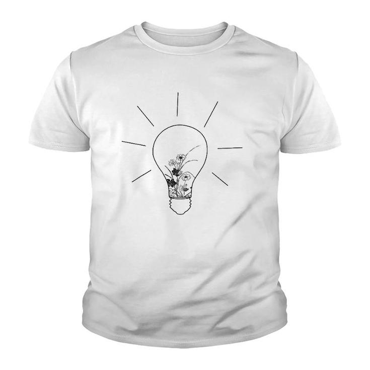 Cool Idea Light Bulb Vintage Flowers Leaves Youth T-shirt