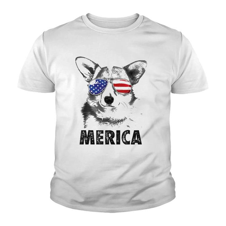 Corgi T-Shirt For Kids Women American Flag 4th Of July Dog Corgi T-Shirt For Kids Women American Flag 4th Of July Dog