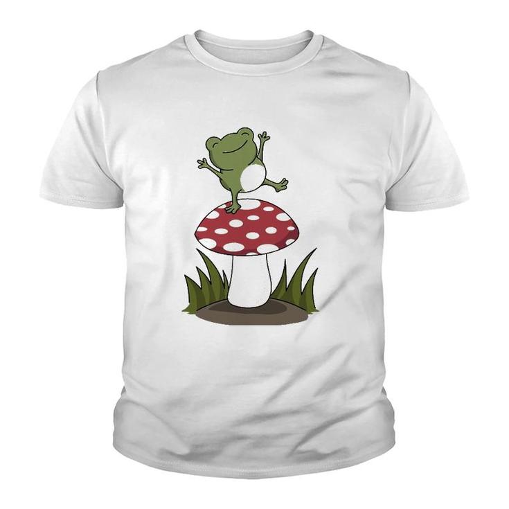 Cottagecore Mushroom Aesthetic Turtle Frog Animal Lover Youth T-shirt