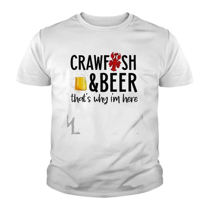 Crawfish And Beer Crawfish Boil Funny Cajun Lobster Party Youth T-shirt