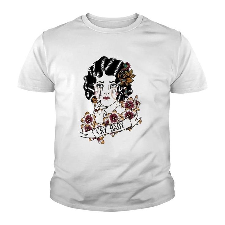 Cry Baby American Traditional Old School Lady Tattoo Youth T-shirt