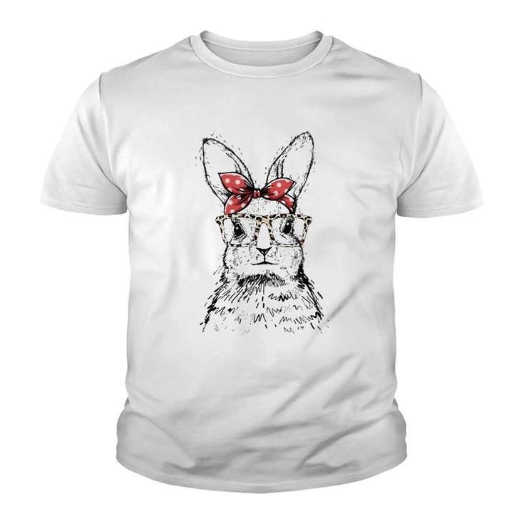 Cute Bunny With Leopard Glasses Cute Easter Tank Top Youth T-shirt
