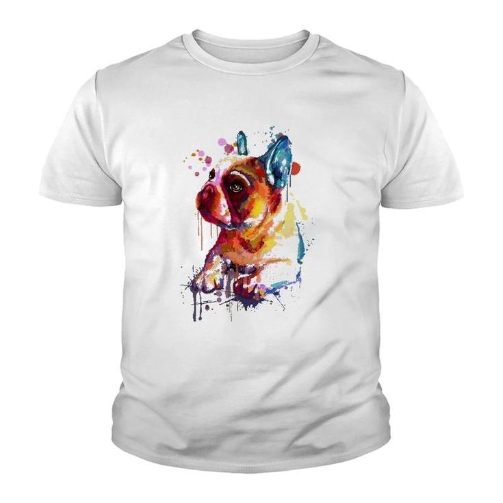 Cute French Bulldog, Watercolor Dog Breed Design Youth T-shirt