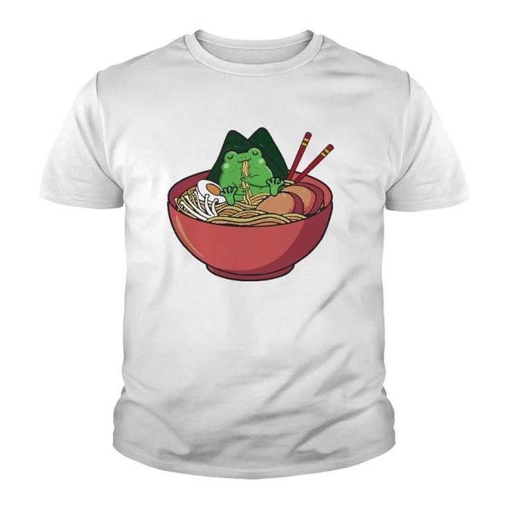 Cute Frog Eating Ramen Japanese Noodles Lover Funny  Youth T-shirt