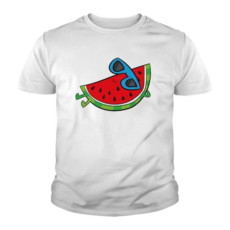 Cute Melon Summer Fruit Sunglasses On Watermelon Youth T-shirt