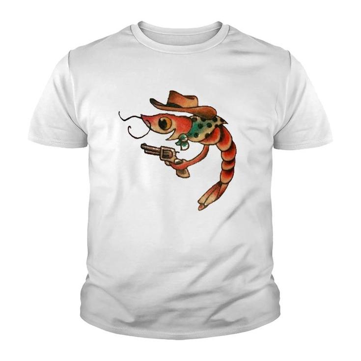 Cute Shrimp Seafood Shellfish Shrimp Lover Tattoo Gift Youth T-shirt