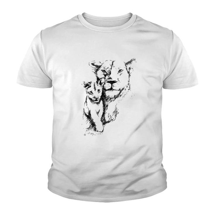 Cute Wilde Lion Mother With Cub Youth T-shirt