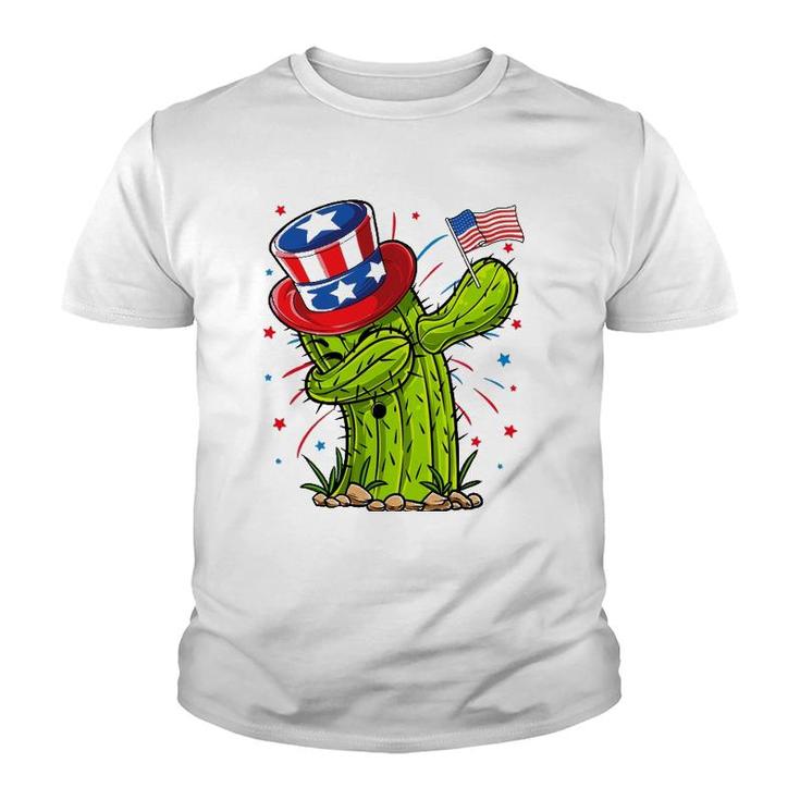 Dabbing Cactus 4Th Of July Women Usa Flag Succulent Youth T-shirt