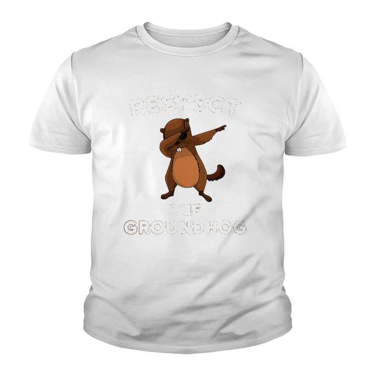 Dabbing Groundhog Day Respect The Groundhog Funny Youth T-shirt