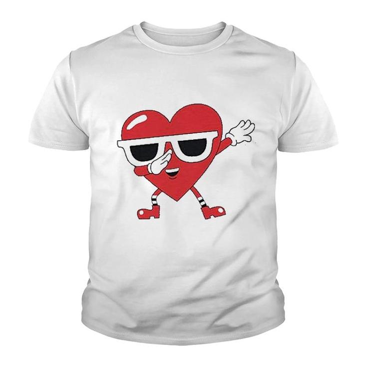 Dabbing Heart Love Dab Valentine's Day Youth T-shirt