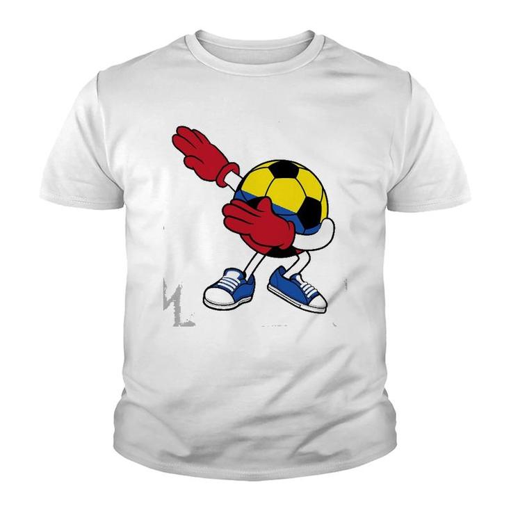 Dabbing Soccer Ball Colombia Jersey Colombian Football Youth T-shirt