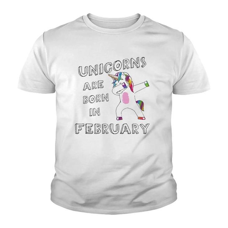 Dabbing Unicorn Birthday  February Unicorn Youth T-shirt