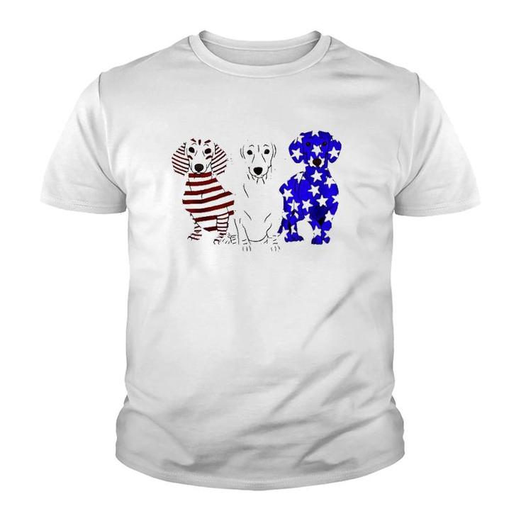 Dachshund American Flag 4Th Of July Youth T-shirt