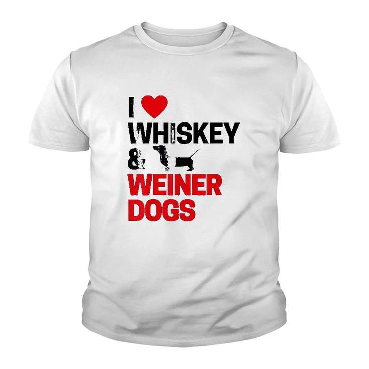 Dachshund Gifts I Love Whiskey Youth T-shirt