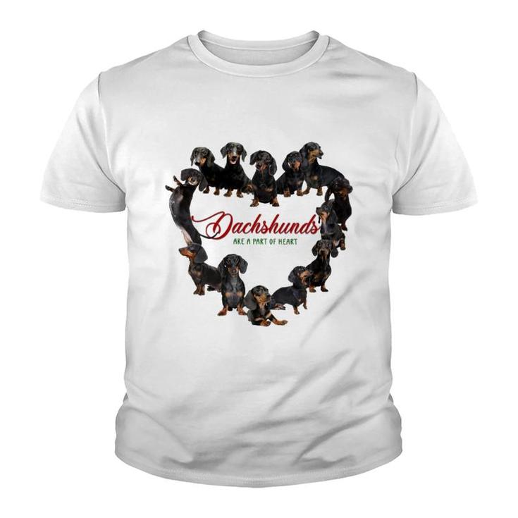 Dachshund Part Of Heart Youth T-shirt