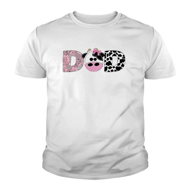 Dad Of The Birthday For Girl Cow Farm Birthday Cow Daddy 1St Youth T-shirt