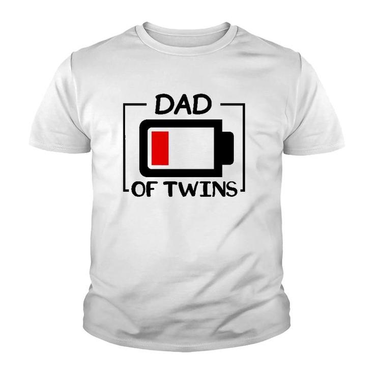 Dad Of Twins Low Battery Tired Twins Dad Youth T-shirt