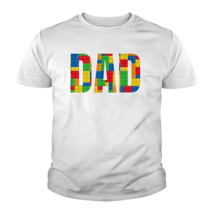 Dad Parent Brick Master Builder Building Blocks Set Family  Youth T-shirt