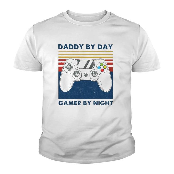 Daddy By Day Gamer By Night Controller Father's Day Gamer Youth T-shirt