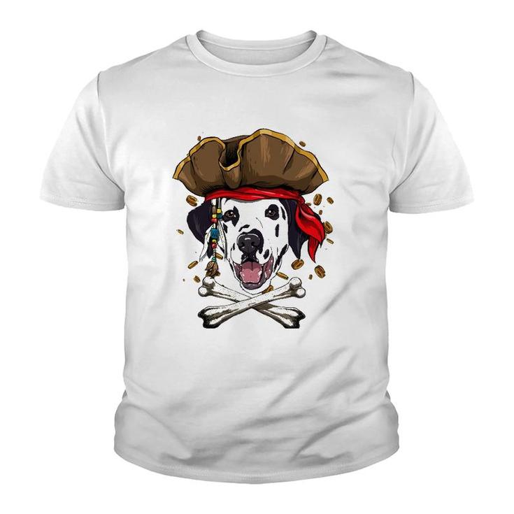 Dalmatian Pirate Dog Halloween Jolly Roger Youth T-shirt