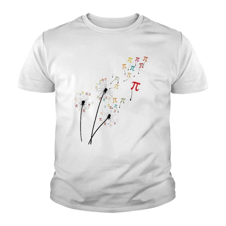 Dandelion Pi Day Flower, Floral Pi Day Tree Lover Youth T-shirt