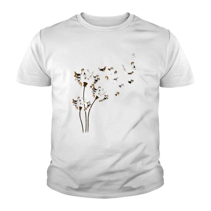 Dandelions Beagle Dog Youth T-shirt