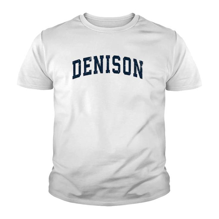Denison Texas Tx Vintage Sports Design Navy Design Youth T-shirt