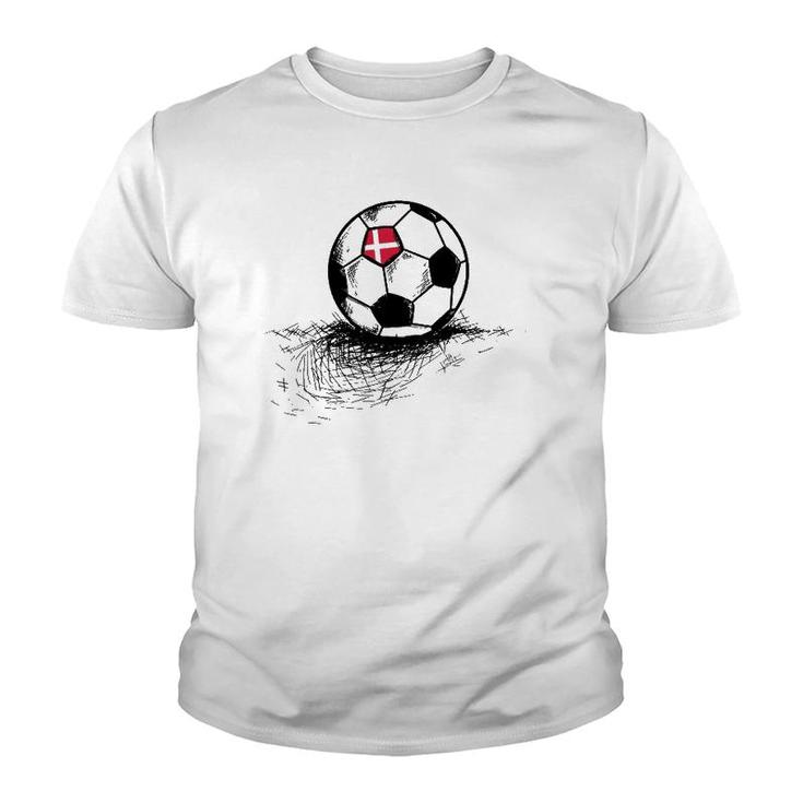 Denmark Soccer Ball Flag Jersey - Danish Football Gift Youth T-shirt
