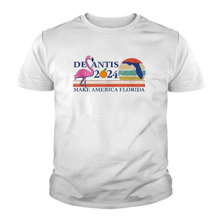 Desantis 2024 Make America Florida Flamingo Vintage Retro  Youth T-shirt